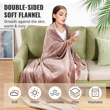 100" x 90" King Size Electric Blanket Double Sided Flannel Dual Control Heating Throw with 5 Heat Levels, 10-Hour Auto-Off Timer, Machine Washable