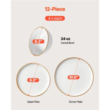 White Dinnerware Set Ceramic Plates and Bowls Sets HLSS-01 (Pack of 12)