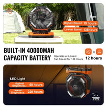 13 Inch Portable Rechargeable Fan with LED Lantern 4-Speed Adjustable, 45°/90° Automatic Swivel, Timer, USB Battery-Powered Fan
