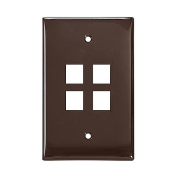 4-Port Midsize Single-Gang QUICKPORT Wallplate Brown 41091-4BN