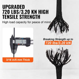 3/16" x 1000FT 32 Strand Outdoor Braided Nylon Rope Black
