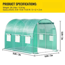 10×7×7' Ft Green Portable Plant Hot House with Galvanized Steel Hoops Walk-in Tunnel Greenhouse VV-TG-1077GREEN