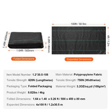 4 x 100' Ft Driveway Fabric 3.2OZ Woven Geotextile Fabric Under Gravel Premium Heavy Duty Weed Barrier Landscape Fabric GDF-1.2*30.5-108