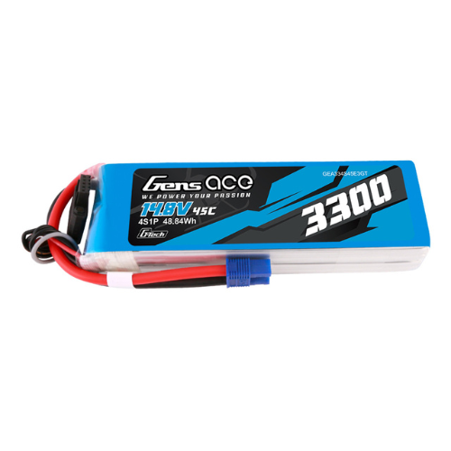 Gens Ace 3300mAh 4S1P 14.8V G-Tech Lipo Battery Pack With EC3 GEA334S45E3GT