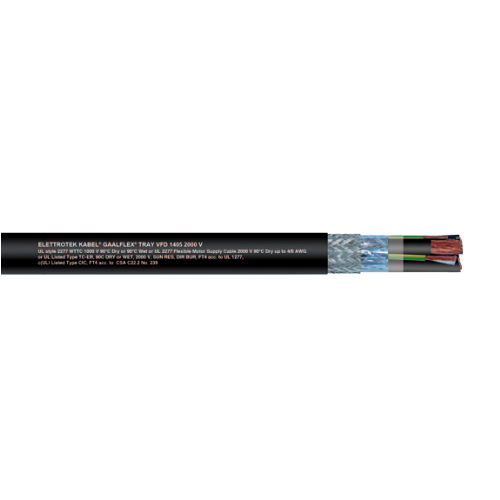 300-3C 6/3C Bare Copper Shielded Al Tape TC Braid PVC Gaalflex Tray VFD 1405 2000V Cable