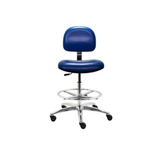 24”- 34”H Bench Height ESD Vinyl Chair w/ Footring AL10-VCON-BLUE-411 Blue