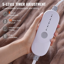 84" x 90" Queen Size Electric Blanket Double Sided Flannel Dual Control Heating Throw with 5 Heat Levels, 10-Hour Auto-Off Timer, Machine Washable