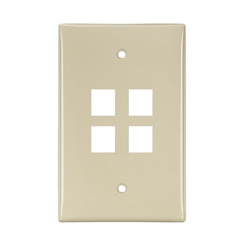 4-Port Midsize Single-Gang QUICKPORT Wallplate Ivory 41091-4IN