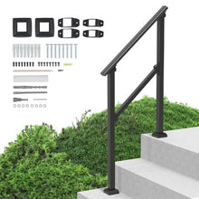 2-3 Steps Black Porch Deck Handrails for Outdoor for Seniors