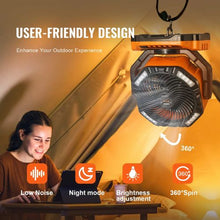 13 Inch Portable Rechargeable Fan with LED Lantern 4-Speed Adjustable, 45°/90° Automatic Swivel, Timer, USB Battery-Powered Fan