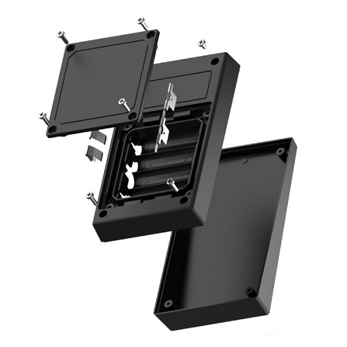 Standard Smooth Recess Sloped Battery 4AA Black Flanged Wallmount Enclosure 0.9 Height 15S4AA,BK