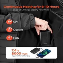 7.4V Battery Women’s Heated Jacket with Soft Shell Electric Heating Coat, 4 Heating Zones, 3 Heat Settings, Hiking, Outdoor Work, Size L, Black