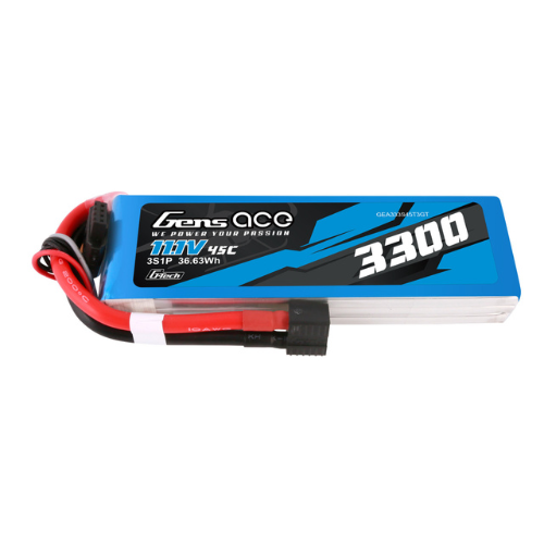 Gens Ace 3300mAh 3S1P 11.1V G-Tech Lipo Battery Pack With EC3 And Deans Adapter GEA333S45T3GT