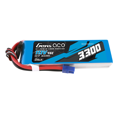 Gens Ace 3300mAh 3S1P 11.1V G-Tech Lipo Battery Pack With EC3 Plug GEA333S45E3GT