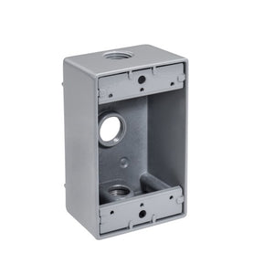 1/2" Threaded Hub Single Gang 3 Hole Weatherproof Box (Pack of 50)