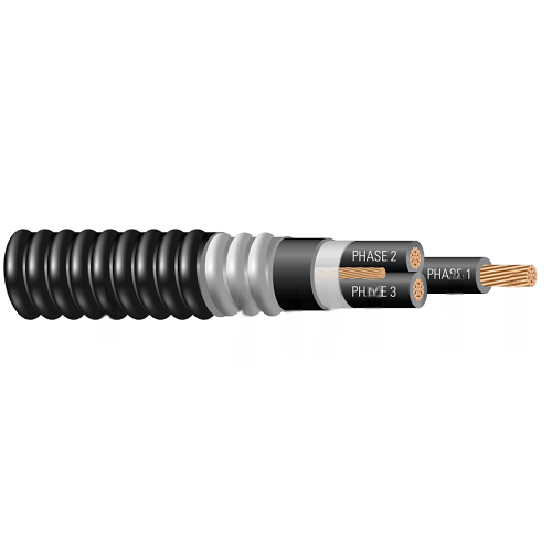 350 MCM 3C Type MC Armored Copper Cable XLPE Insulation PVC Jacket 600 ...