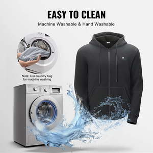 7.4V Battery-Powered Electric Heated Zip Up Sweatshirt for Men & Women, 5 Heating Zones, Lightweight Warm Outdoor Hoodie, Size XXXL, Black
