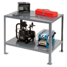 60"W x 30"D Stainless Steel Stationary Machine Square Edge Table Gray With 2 Shelves WS360GP