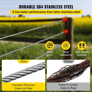 1/4 Inch 7x19 Strand 304 Stainless Steel Braided Cable 200FT