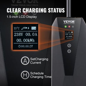 32A 240V NEMA 14-50P Plug Adjustable Current (16/20/24/32A) With 25ft Cable EV Charging Station For SAE J1772