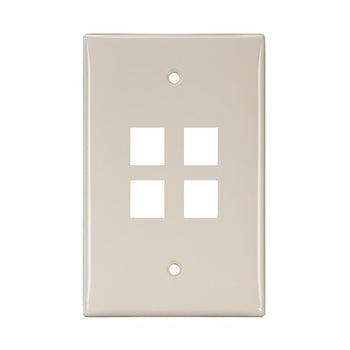 4-Port Midsize Single-Gang QUICKPORT Wallplate Light Almond 41091-4TN