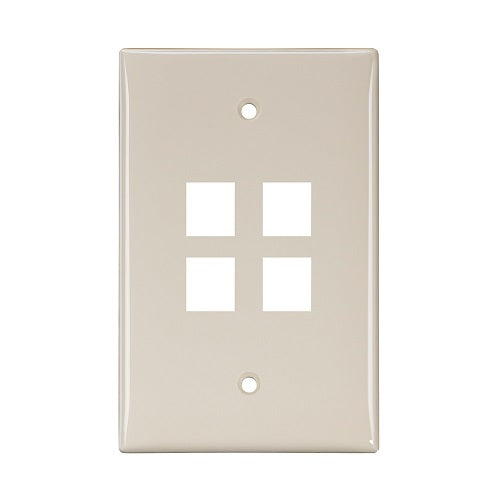 4-Port Midsize Single-Gang QUICKPORT Wallplate Light Almond 41091-4TN