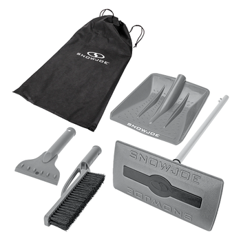 Multi-Purpose Auto Snow Tool Kit Includes Storage Bag, Snow Broom, Brush, Shovel & Scraper (Gray)