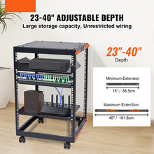 23''-40'' Adjustable Depth 15U Open Frame Server Rack