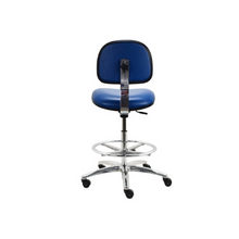 24”- 34”H Bench Height ESD Vinyl Chair w/ Footring AL10-VCON-BLUE-411 Blue