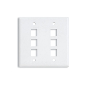 3 Port Single Gang Smooth KMJ Faceplate Bright White FPKS0312