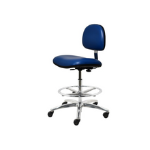 24”- 34”H Bench Height ESD Vinyl Chair w/ Footring AL10-VCON-BLUE-411 Blue