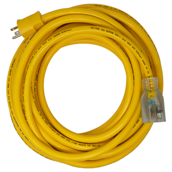 Cable de extensión para generador amarillo SJTOW de 50 pies, 10/3 pies, con enchufe 5-20 y receptáculo con indicador luminoso de encendido 26188802 (paquete de 2) 