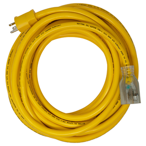 50"Ft Yellow Extension Cord Set 125V/20A SJTOW Plug Lighted Connector 26188802