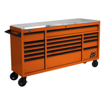 72” RS Pro Orange 16 Drawer Roller Cabinet with Stainless Steel OG04072164