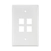 Leviton 4-Port Midsize Single-Gang QUICKPORT Wallplate White 41091-4WN