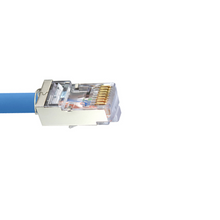 Standard Cat5e Shielded Internal Ground RJ45 Modular Plugs Blue Tint S45-1050 (50pcs/4Clamshell)