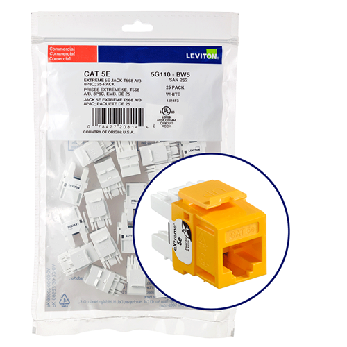 Cat 5e QUICKPORT Jack QUICKPACK Yellow (Pack Of 25) 5G110-BY5