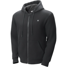 7.4V Battery-Powered Electric Heated Zip Up Sweatshirt for Men & Women, 5 Heating Zones, Lightweight Warm Outdoor Hoodie, Size XXXL, Black