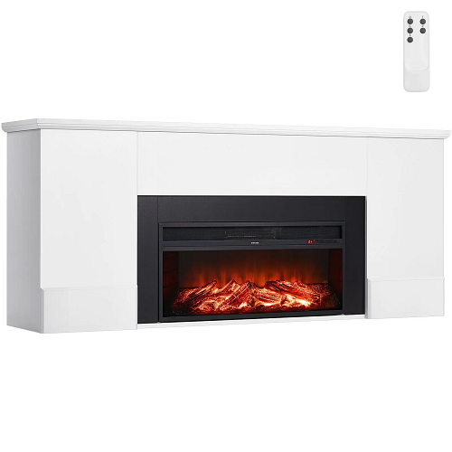 75-Inch 1500W Freestanding Electric Fireplace Stove Heater with Remote Control White