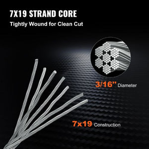3/16 Inch 7x19 Strand T304 Stainless Steel Braided Aircraft Cable 500FT