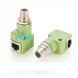 8 Pin M12 X Coding 90 Degree Male to RJ45 Adapter PCM-0664