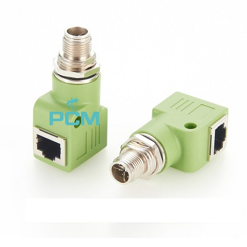 8 Pin M12 X Coding 90 Degree Male to RJ45 Adapter PCM-0664