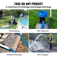 2" x 50FT PVC Lay Flat Drain Hose with Clamps – Heavy Duty, Weatherproof