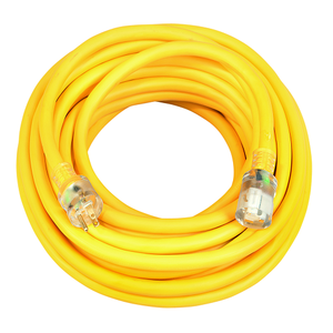 100"Ft Yellow Extension Cord 10/3 SJTW Outdoor Power Light Indicator 2689SW0002