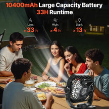 7W 8-Inch 10,400mAh Separated Solar Fan with Solar Panel, LED Lantern Ideal for Camping