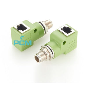 8 Pin M12 X Coding 90 Degree Male to RJ45 Adapter PCM-0664