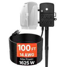 Extension Cord Overload Protection Outdoor Power Strip Weatherproof with Cover 6 Outlets