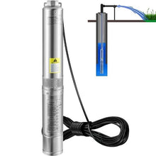 28GPM, 167ft Head, 230V, 4" Stainless Steel, 33ft Cord, IP68 0.5HP Deep Well Submersible Pump for Home, Irrigation & Industrial Use