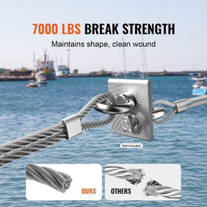 1/4 Inch 7x19 Strand Carbon Steel Braided Aircraft Cable 250FT With Gloves