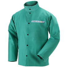 9 oz Green Flame Resistant Welding Jacket with Two Inner Pockets